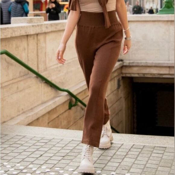 Silk & Salt Pants - NWT Silk & Salt Luxe Lounge Pants Sweater Knit Pant Chestnut Brown Size XL NEW